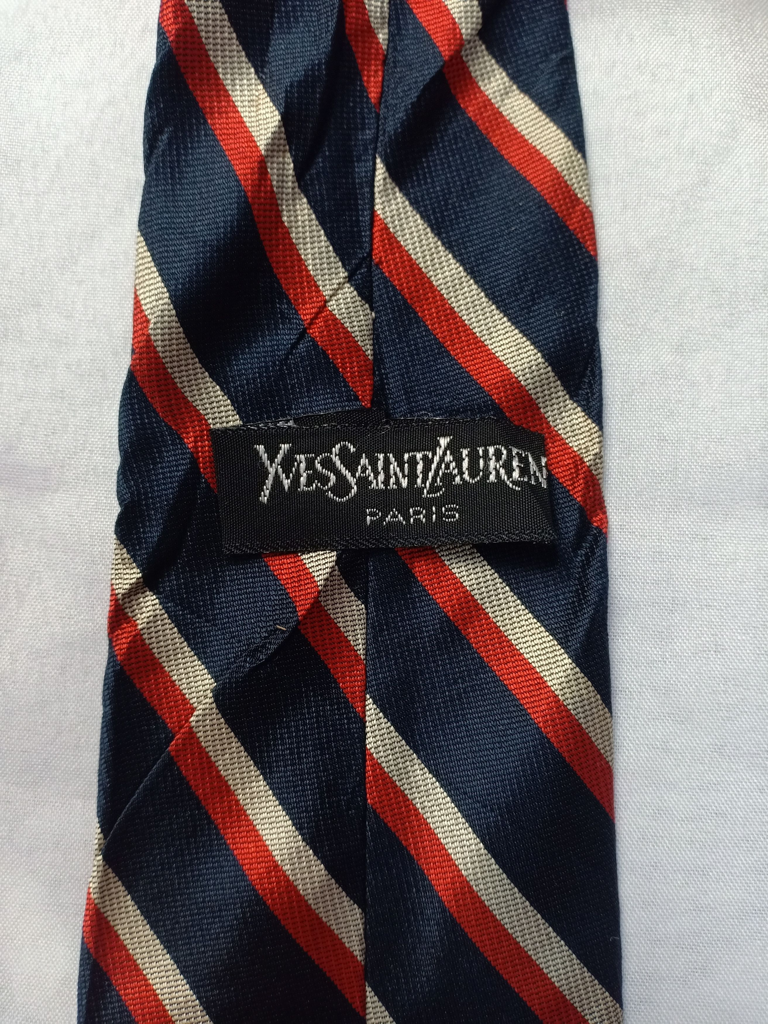 Vintage Yves Saint Laurent neck tie red striped slim YSL Size ONE SIZE - 4 Thumbnail