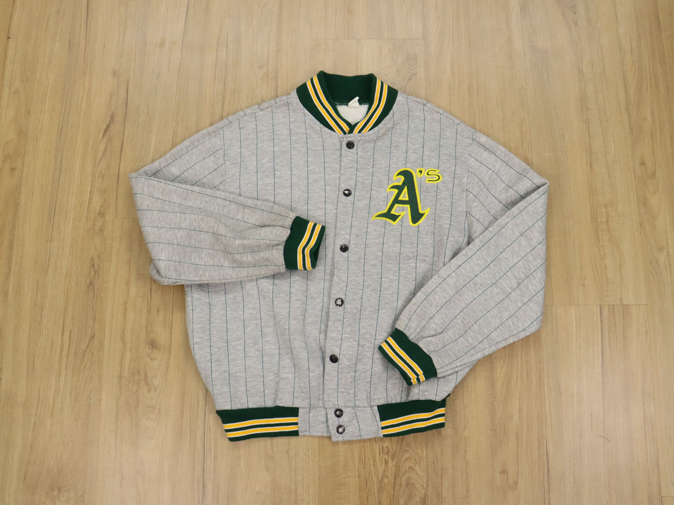 MLB × Vintage Vtg. 80's MLB Oakland A’s Athletics Pinstripe Bomber Jacket Size US M / EU 48-50 / 2 - 3 Thumbnail