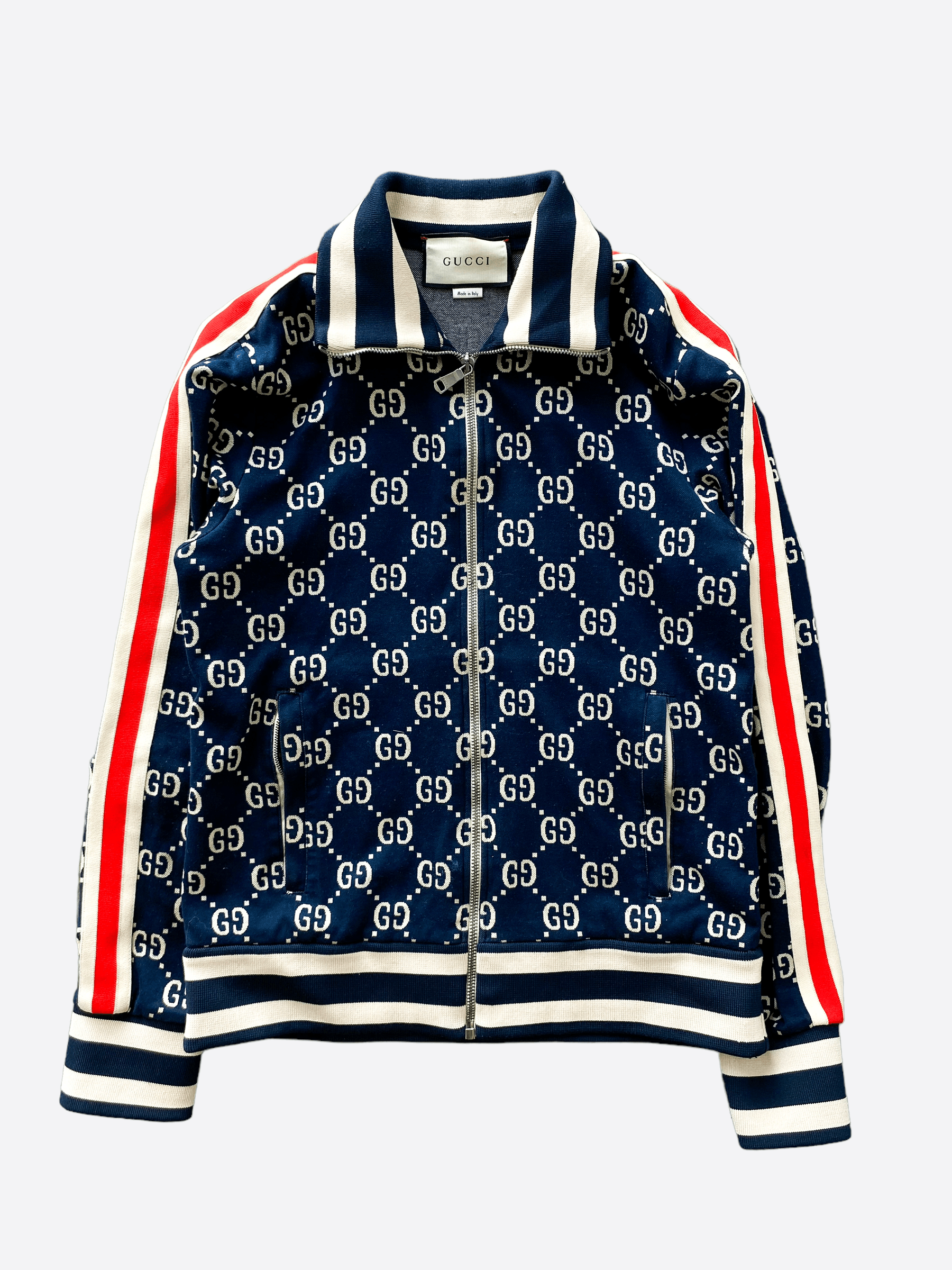 Gucci Gucci Blue & White GG Jacquard Monogram Track Top Size US S / EU 44-46 / 1 - 1 Thumbnail