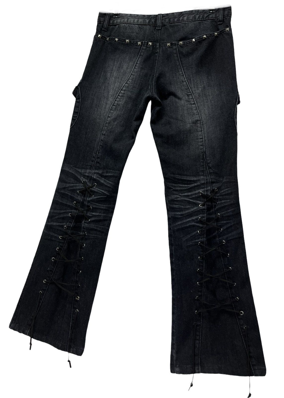 Rockstar Games × Seditionaries 🔥SHO Punk Laced Studded Flare Distressed Denim Cargo Pants Size US 32 / EU 48 - 4 Thumbnail
