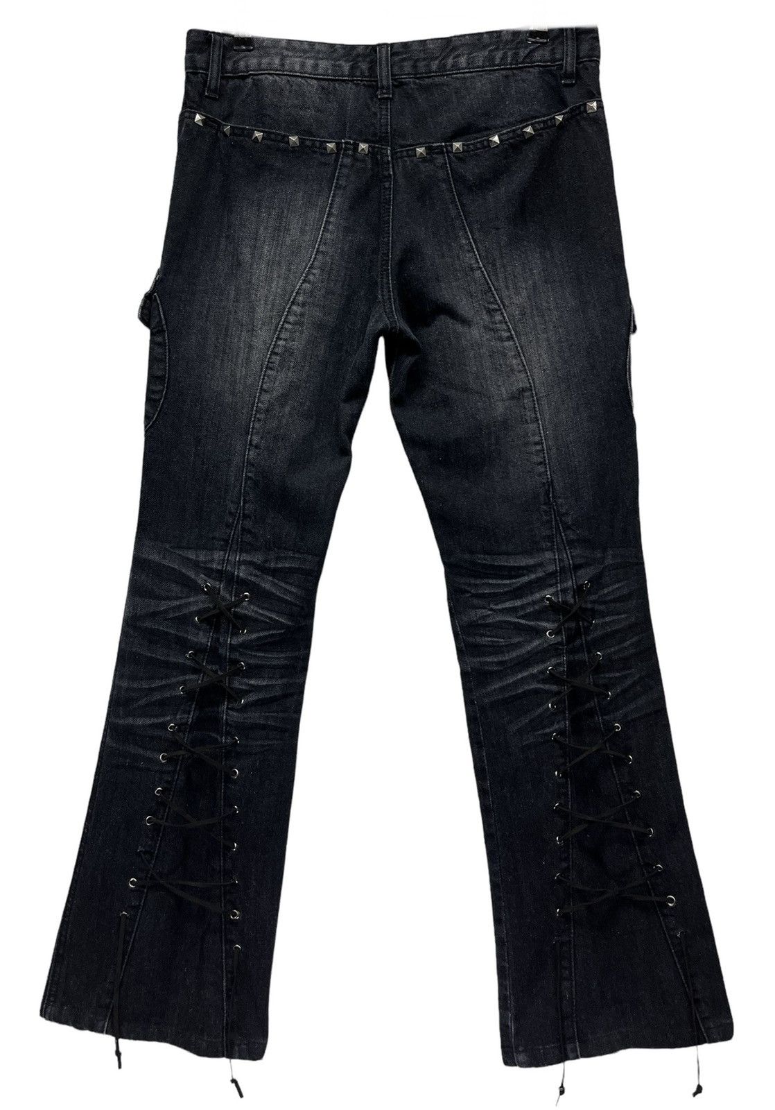 Rockstar Games × Seditionaries 🔥SHO Punk Laced Studded Flare Distressed Denim Cargo Pants Size US 32 / EU 48 - 2 Thumbnail
