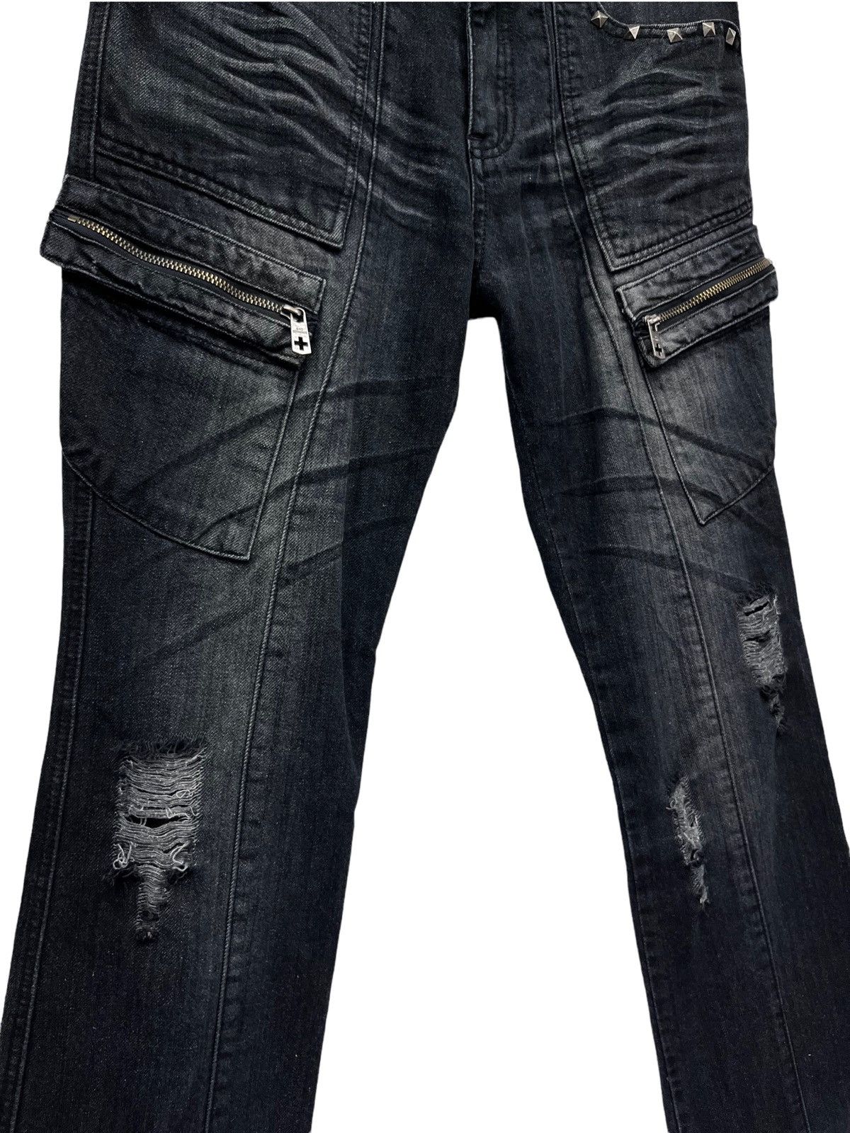 Rockstar Games × Seditionaries 🔥SHO Punk Laced Studded Flare Distressed Denim Cargo Pants Size US 32 / EU 48 - 9 Thumbnail