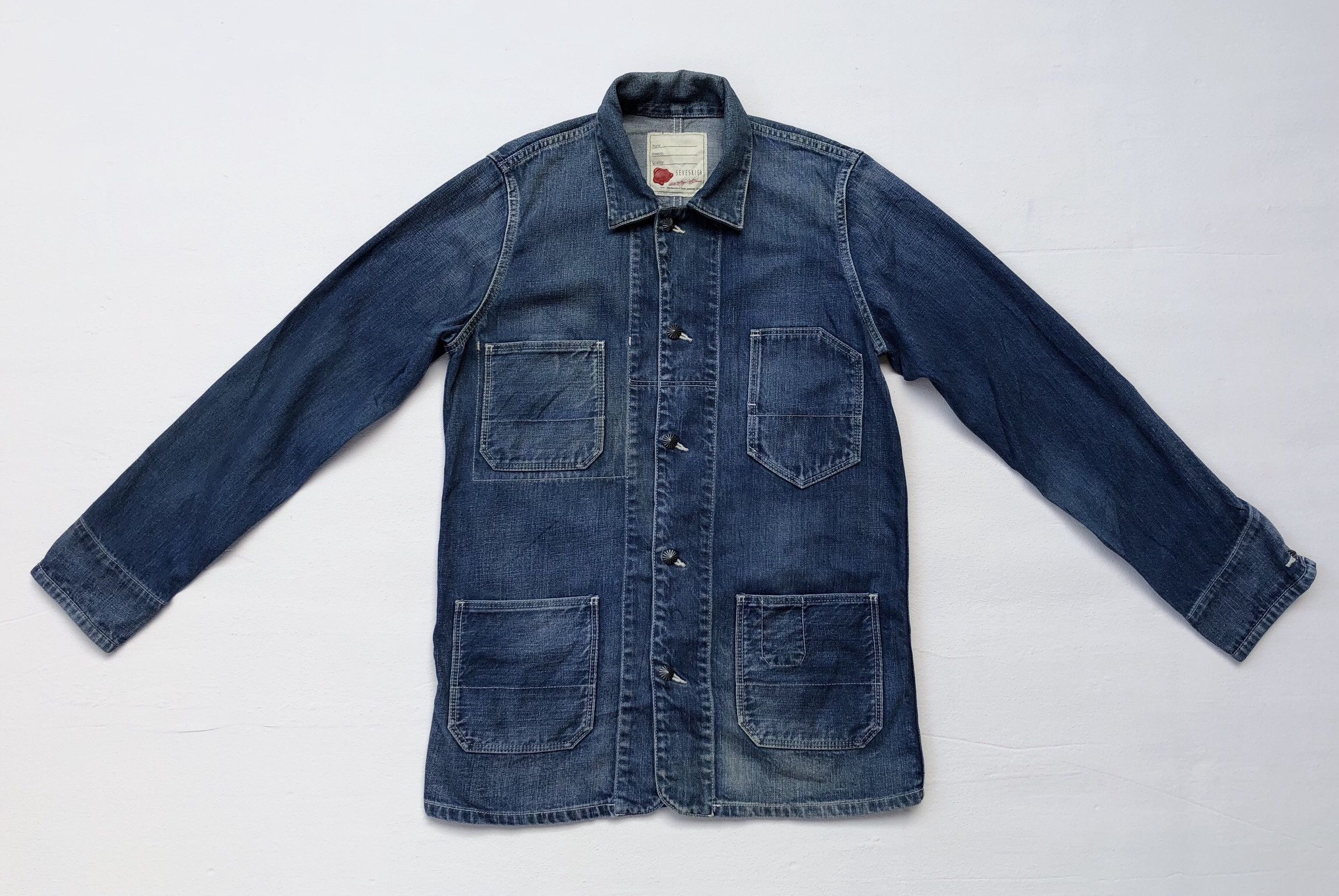Designer × Japanese Brand Seveskig Light Blue Jeans Chore Jacket/Workwear Style Size US S / EU 44-46 / 1 - 1 Thumbnail