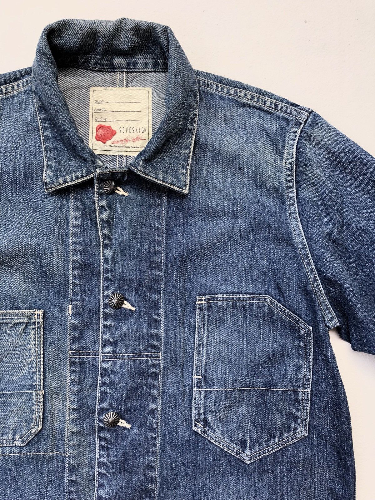Designer × Japanese Brand Seveskig Light Blue Jeans Chore Jacket/Workwear Style Size US S / EU 44-46 / 1 - 2 Thumbnail