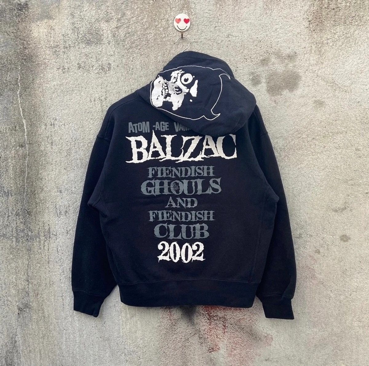 image of Vintage 2002 Balzac Hoodie Japanese Punk Rock Band in Black, Men's (Size Large)