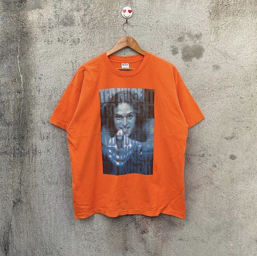 image of Band Tees x Rock Band Vintage 90's Ted Nugent Tshirt Tour 1999 in Orange, Men's (Size XL)
