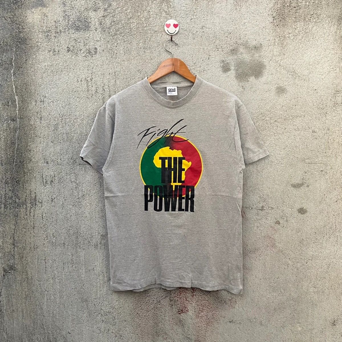 image of Malcolm x X Rap Tees Vintage 90's Fight The Power Tshirt in Grey, Men's (Size Medium)
