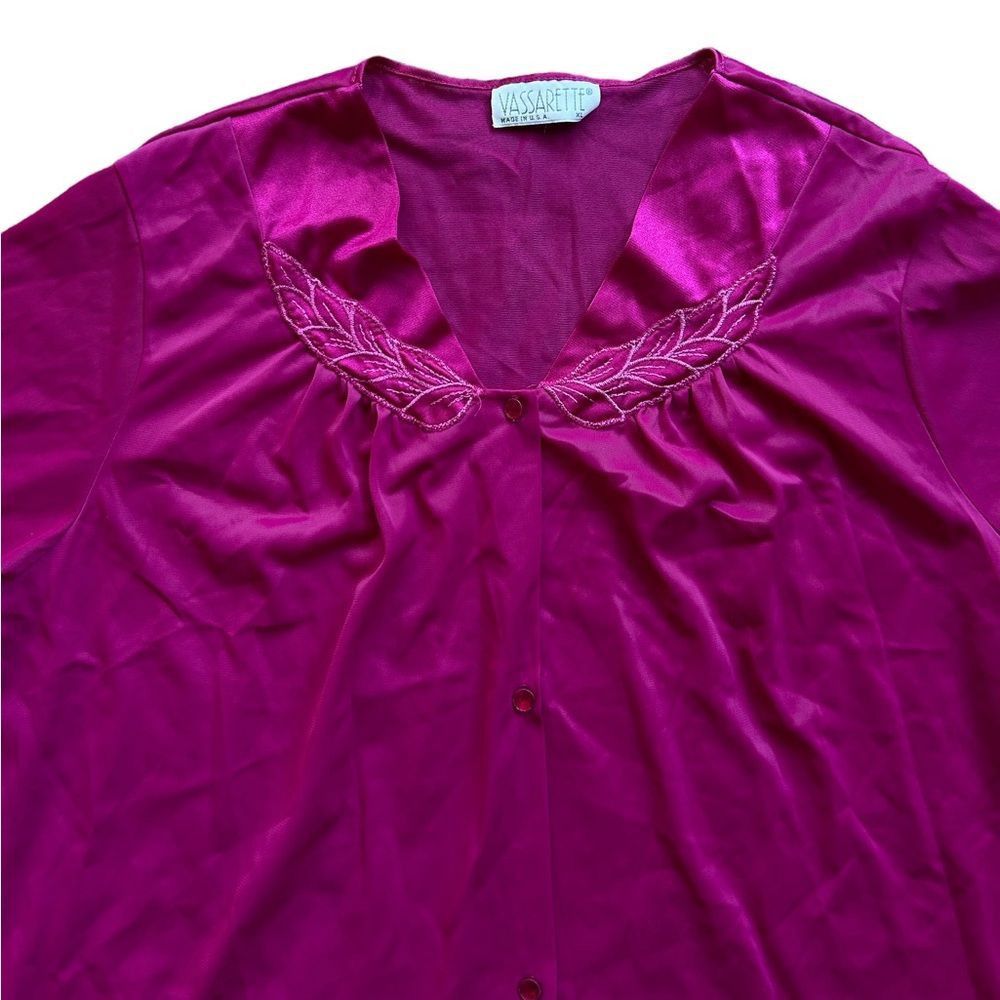 Designer Vassarette Vine Magenta Night Button Up Gown Top Size XL / US 12-14 / IT 48-50 - 3 Thumbnail