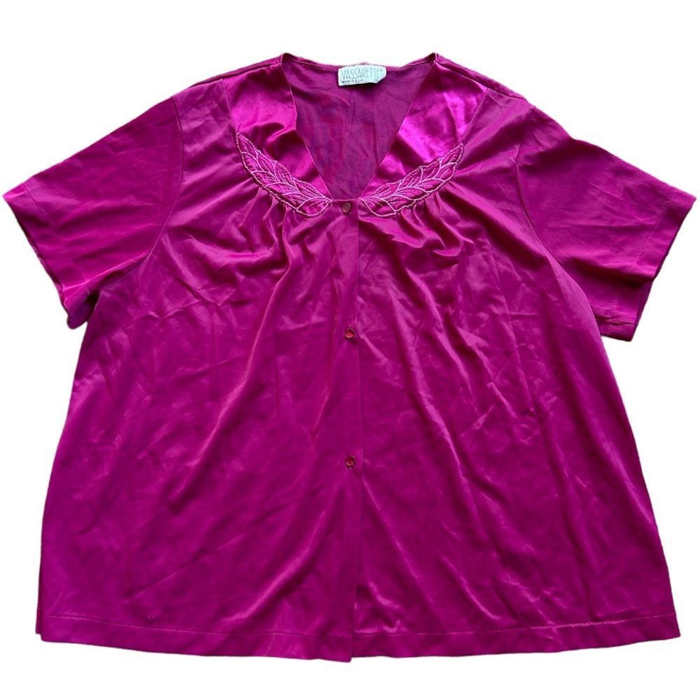 Designer Vassarette Vine Magenta Night Button Up Gown Top Size XL / US 12-14 / IT 48-50 - 1 Preview