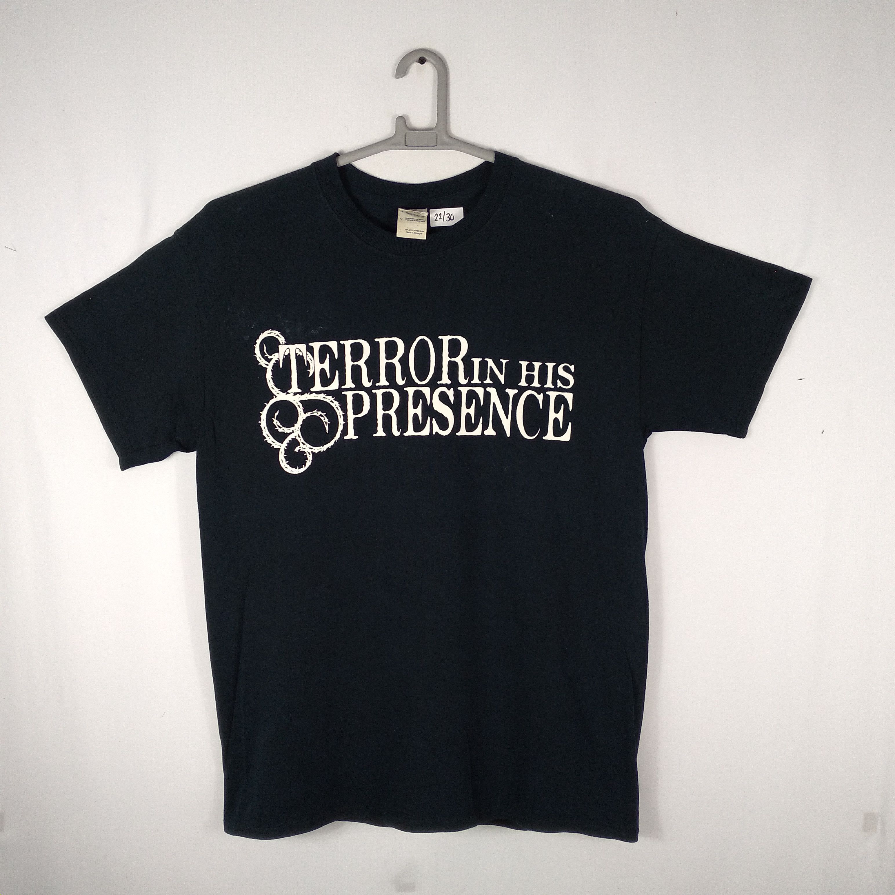 Band Tees × Vintage Vintage Terror In His Presence Spellout Metal Band Shirt Size US L / EU 52-54 / 3 - 1 Thumbnail