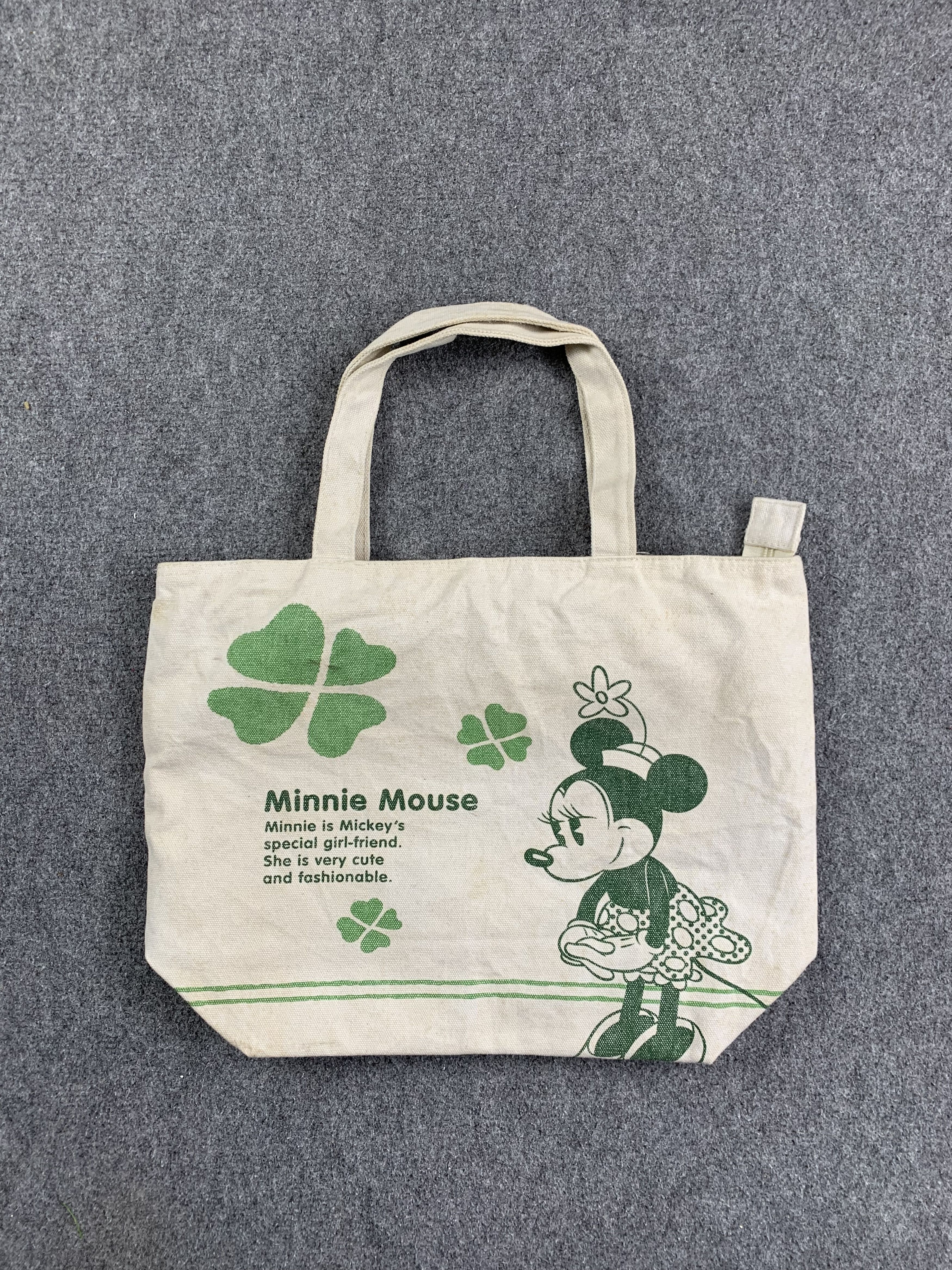 image of Vintage Minnie Mouse Totebag in Green White, Women's
