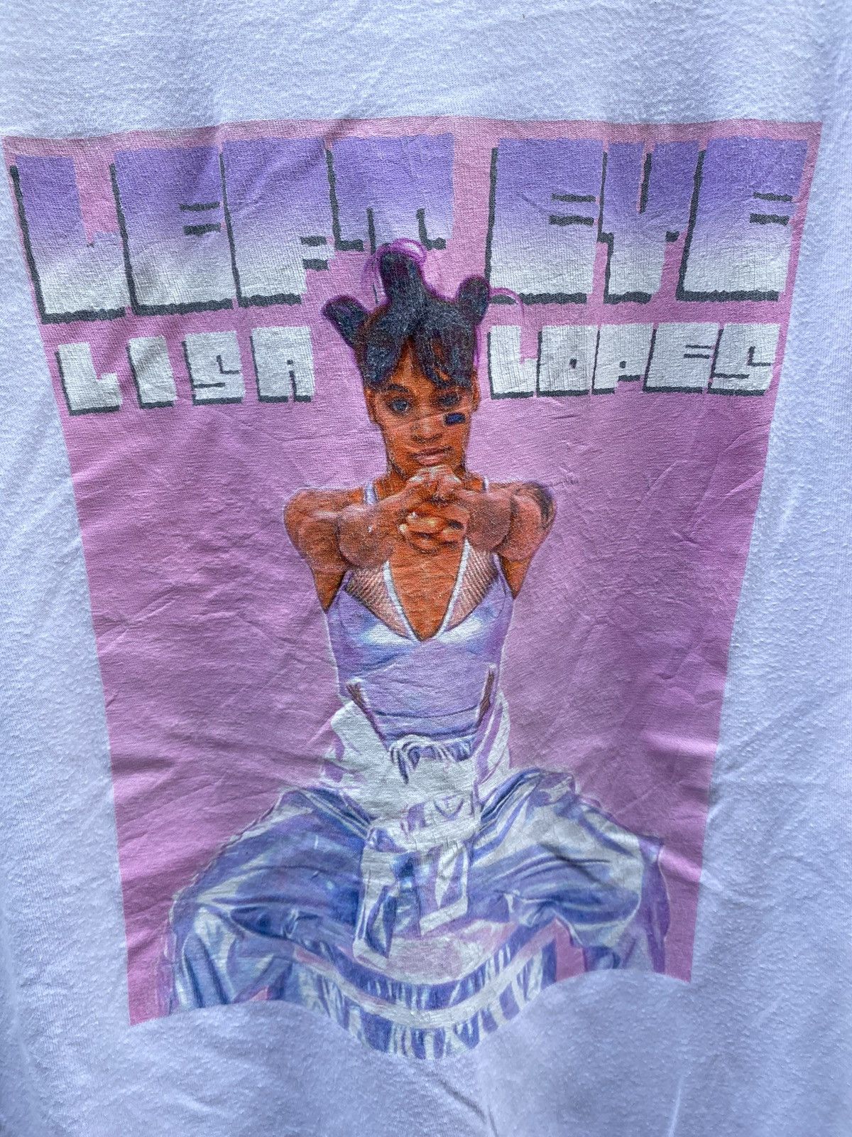 Cross Colours × Rap Tees Left Eye Lisa Lopes Rapper Groups TLC White Shirts Size US M / EU 48-50 / 2 - 4 Thumbnail