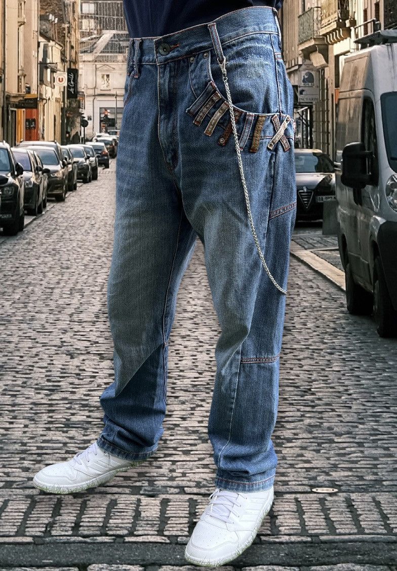 Grunt Style 🔥Vtg TURNA Insane Slanted Double Waist Street Wear Denim Size US 32 / EU 48 - 9 Thumbnail