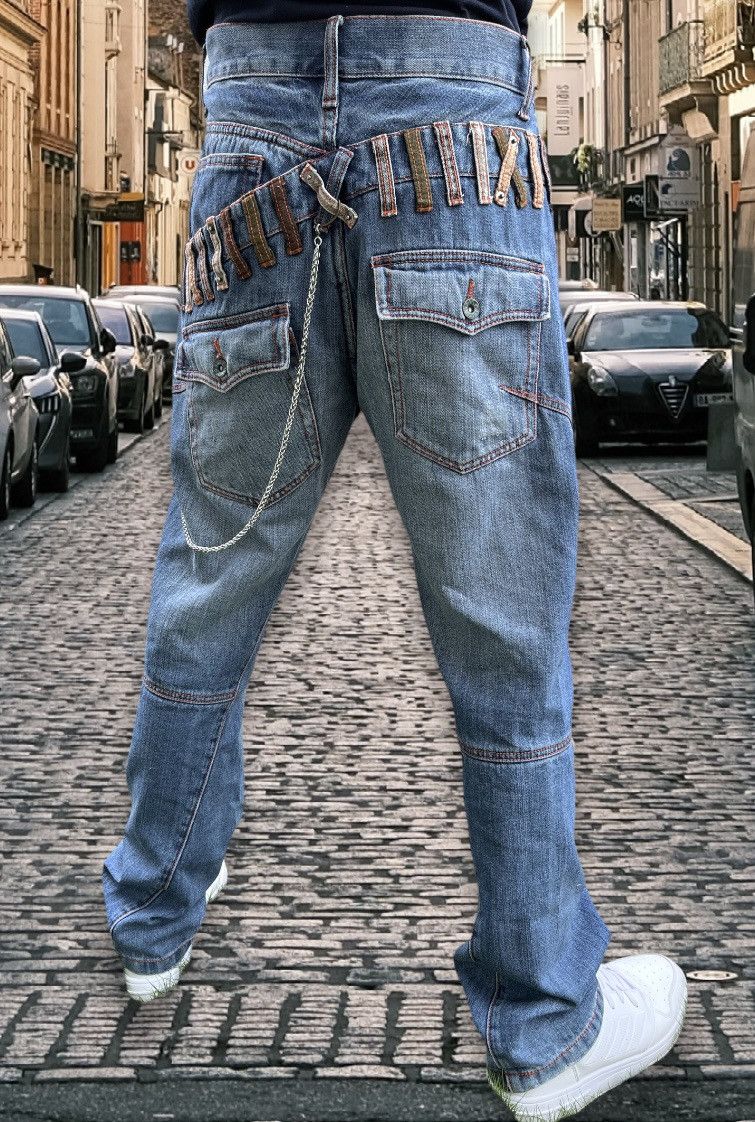 Grunt Style 🔥Vtg TURNA Insane Slanted Double Waist Street Wear Denim Size US 32 / EU 48 - 4 Thumbnail