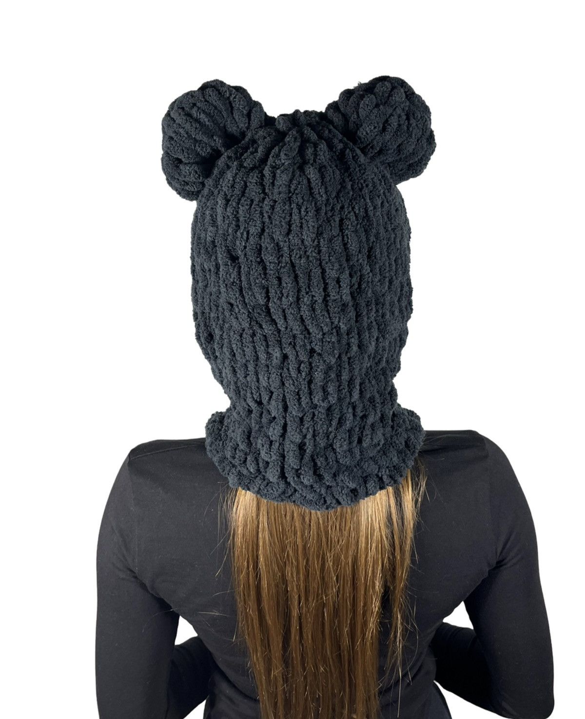 Handmade Handmade Knitted Balaclava-Beanie Hat 2in1 Teddy Bear Style Size ONE SIZE - 4 Thumbnail