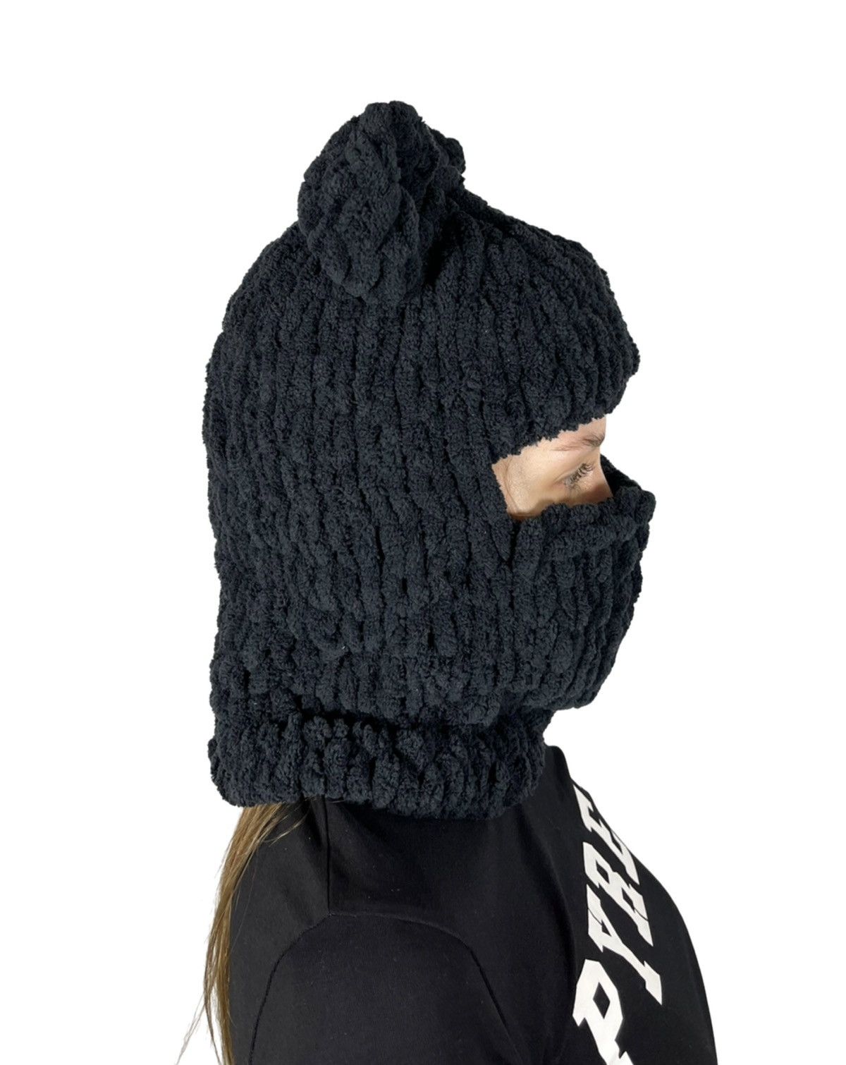 Handmade Handmade Knitted Balaclava-Beanie Hat 2in1 Teddy Bear Style Size ONE SIZE - 5 Thumbnail