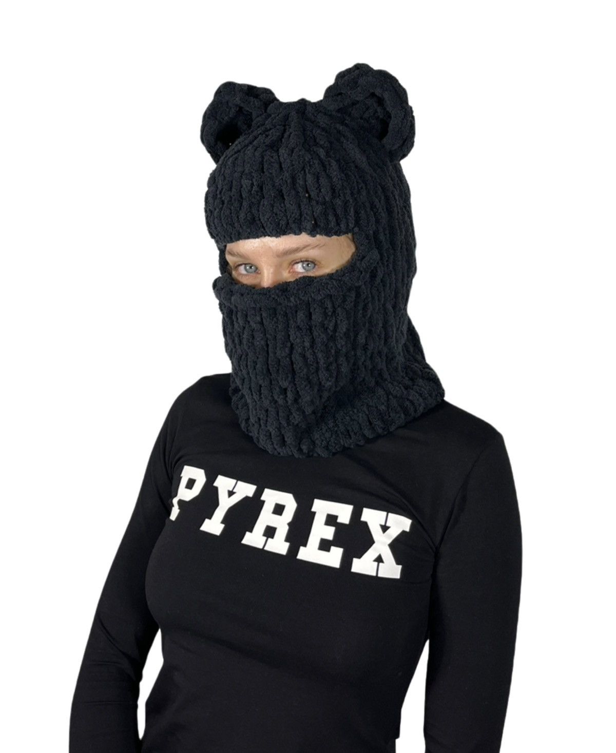 Handmade Handmade Knitted Balaclava-Beanie Hat 2in1 Teddy Bear Style Size ONE SIZE - 2 Thumbnail