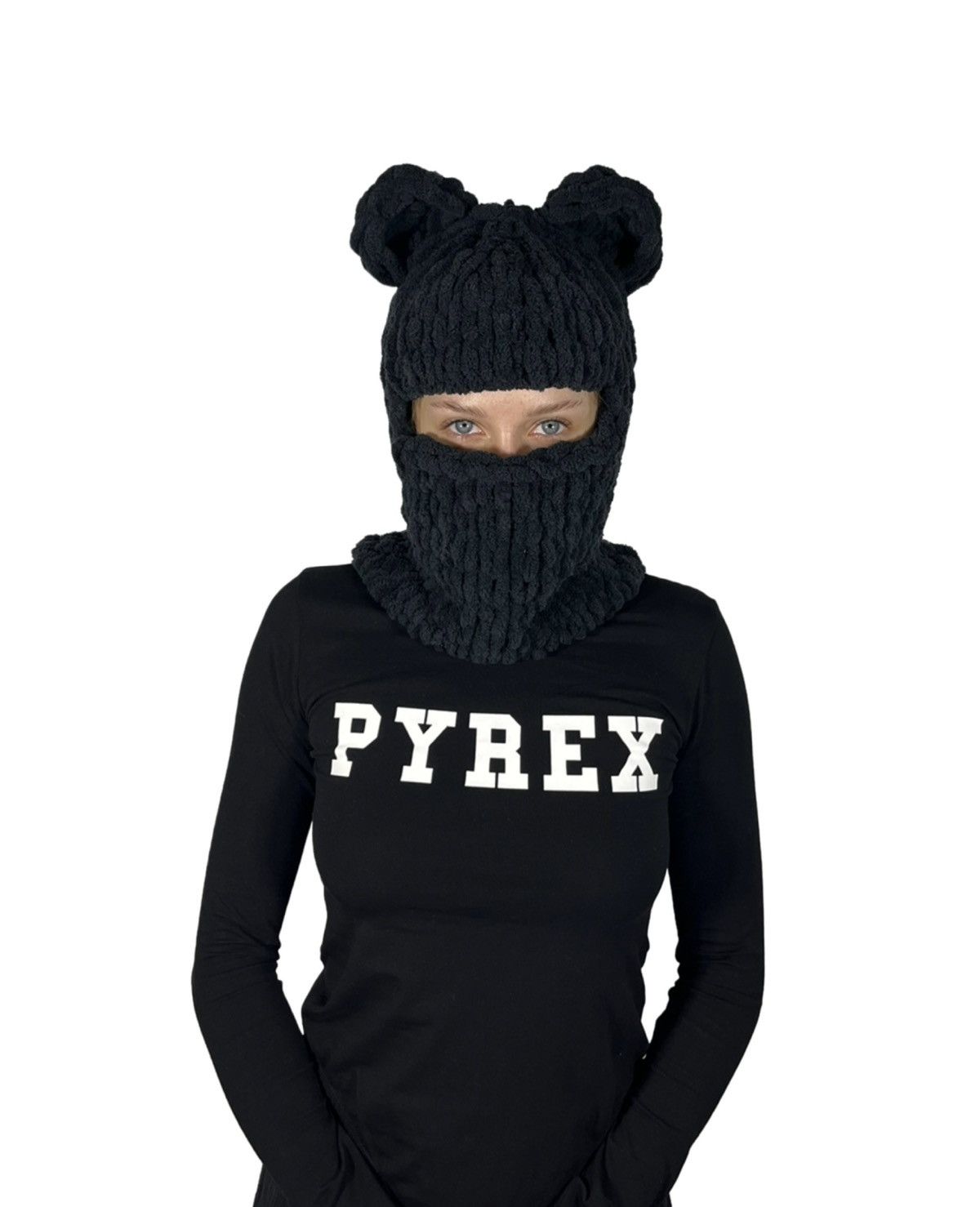 Handmade Handmade Knitted Balaclava-Beanie Hat 2in1 Teddy Bear Style Size ONE SIZE - 3 Thumbnail