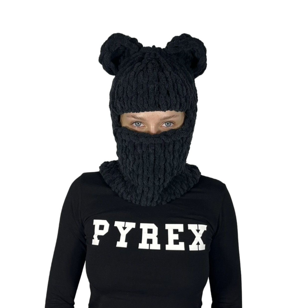 Handmade Handmade Knitted Balaclava-Beanie Hat 2in1 Teddy Bear Style Size ONE SIZE - 1 Thumbnail