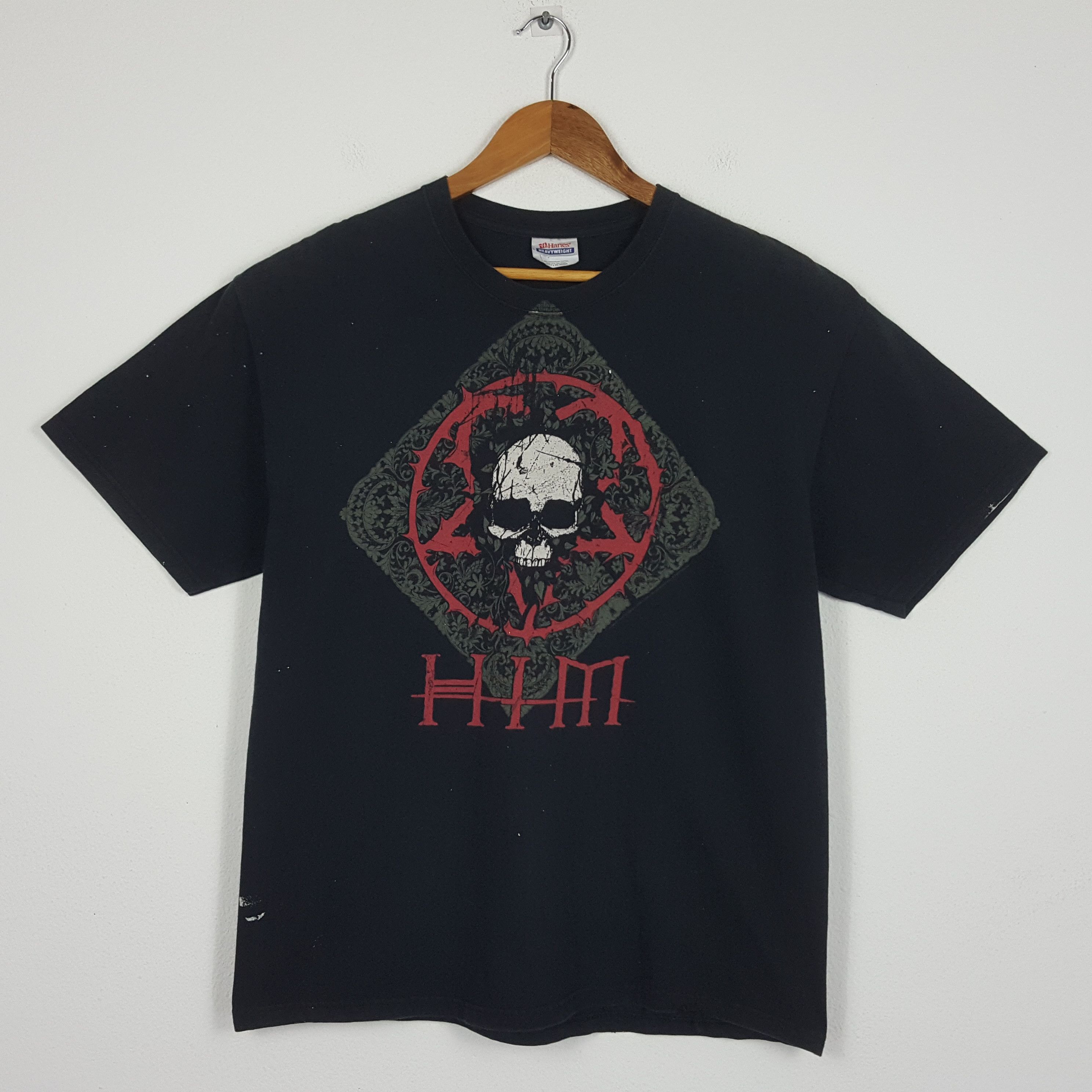 Band Tees × Vintage Vintage HIM American Finnish Gothic Rock Band T-Shirt Size US L / EU 52-54 / 3 - 1 Thumbnail