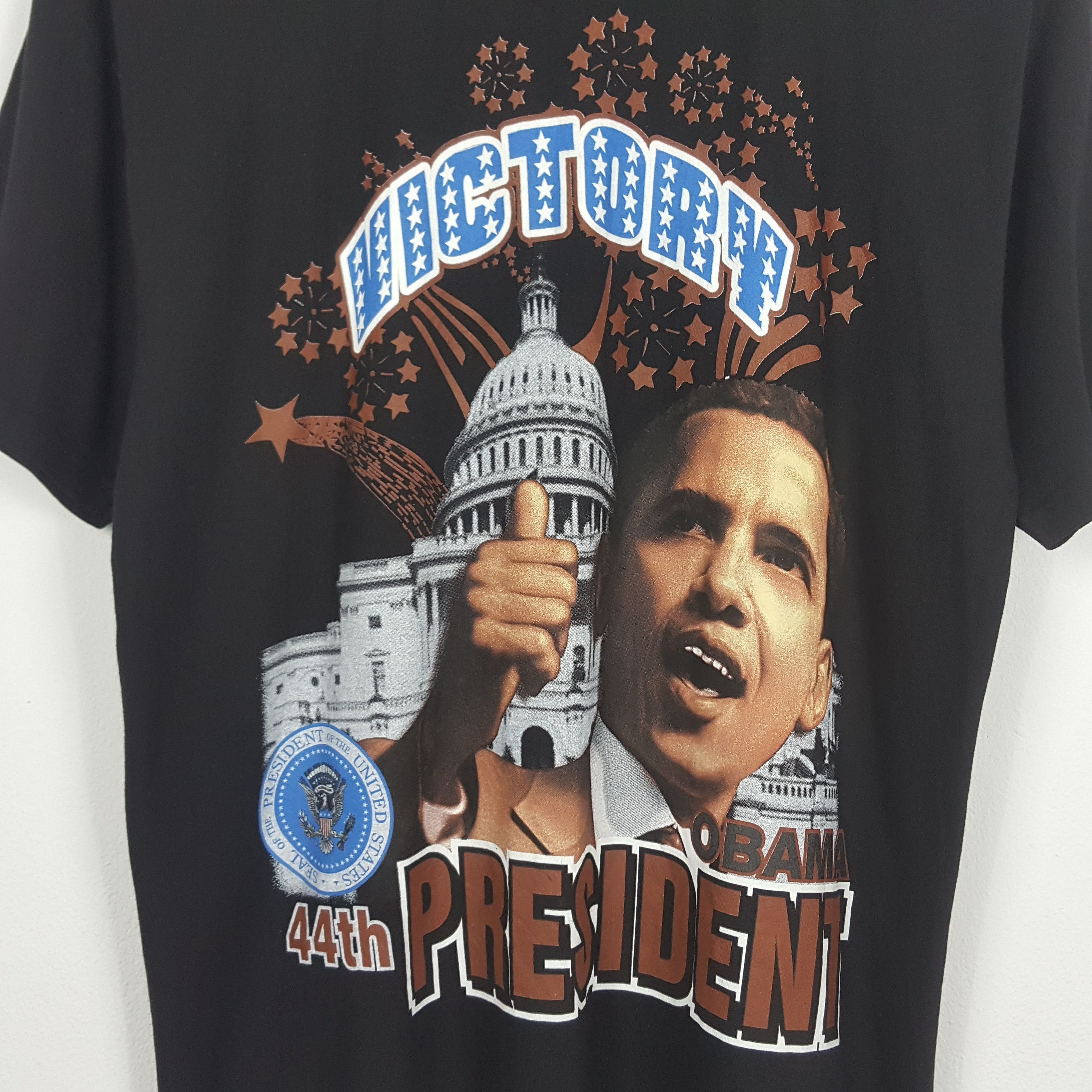 Rap Tees × Vintage Vintage BARACK OBAMA Victory President Hip Hop Rap Tees Size US XL / EU 56 / 4 - 2 Thumbnail