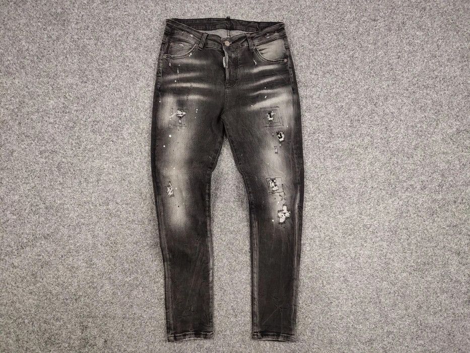 Dsquared2 Dsquared2 Designer Black Paint Logo Distressed Denim Jeans Size US 30 / EU 46 - 5 Thumbnail