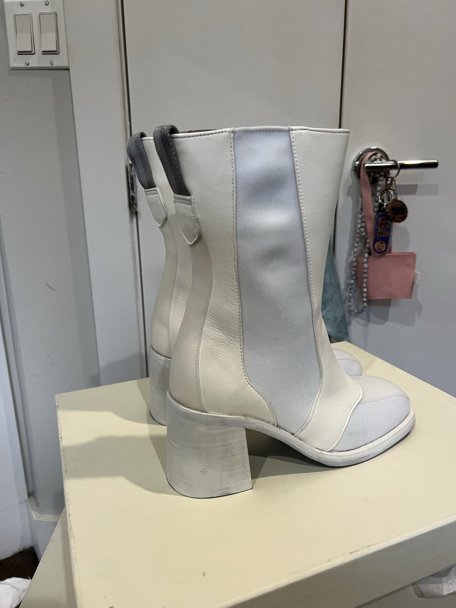 Our Legacy White Leather Tech Mid Shaft Boot sz 37 Size US 7 / IT 37 - 3 Thumbnail