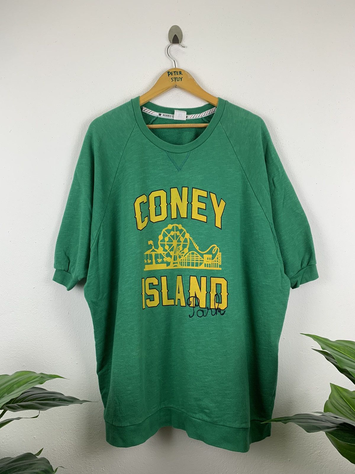image of Vintage Rodeo Crowns Coney Island Park Sweatshirt in Green, Men's (Size XL)