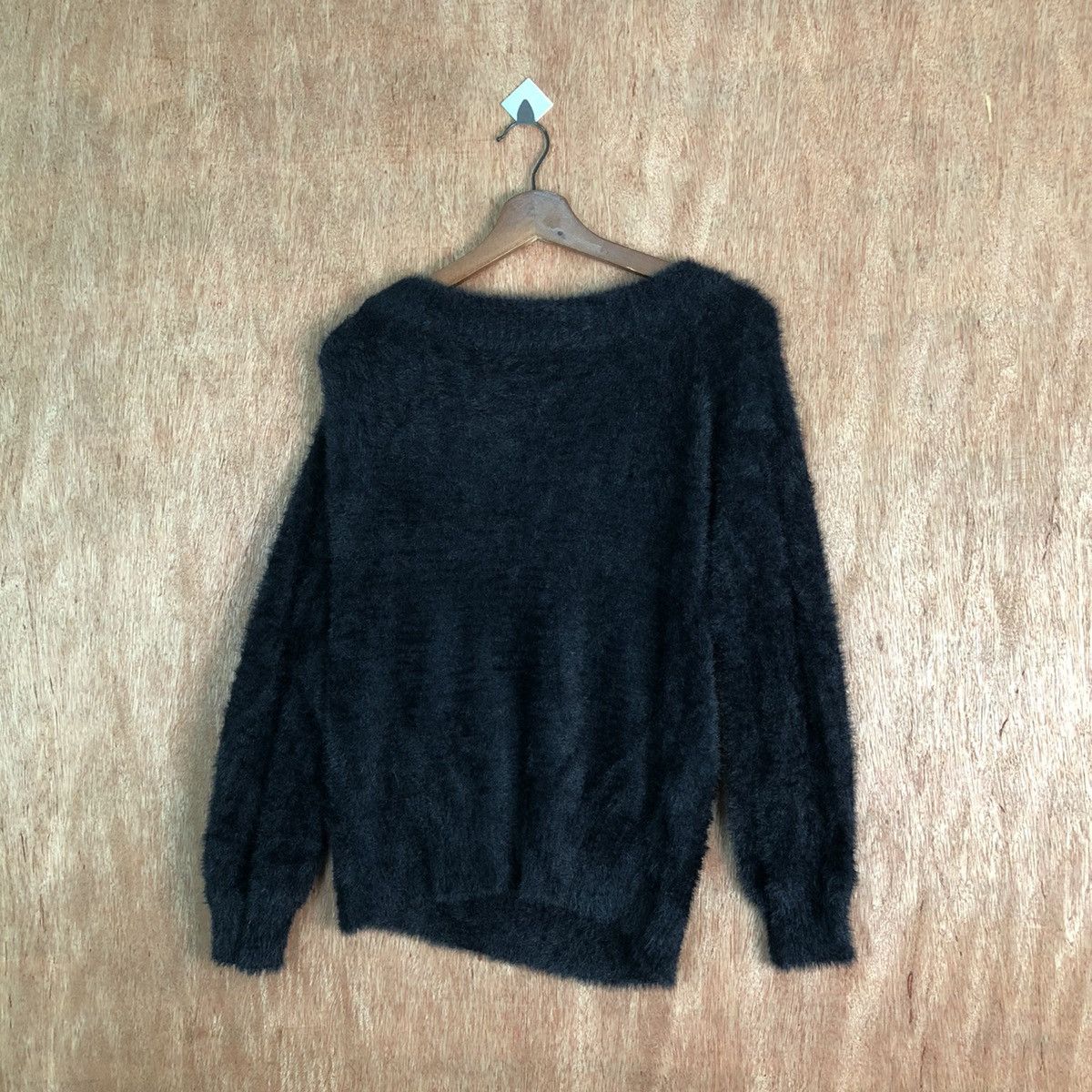 Japanese Brand Fun Black Shag Shaggy Fur Mohair Knitwear #6576 Size S / US 4 / IT 40 - 4 Thumbnail