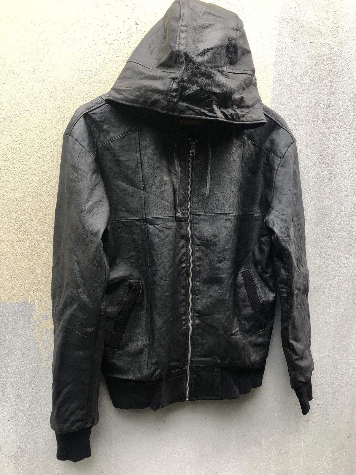 Genuine Leather Reworked Vintage Genuine Leather Hoodies Black Jackets Size US XXS / EU 40 - 2 Thumbnail