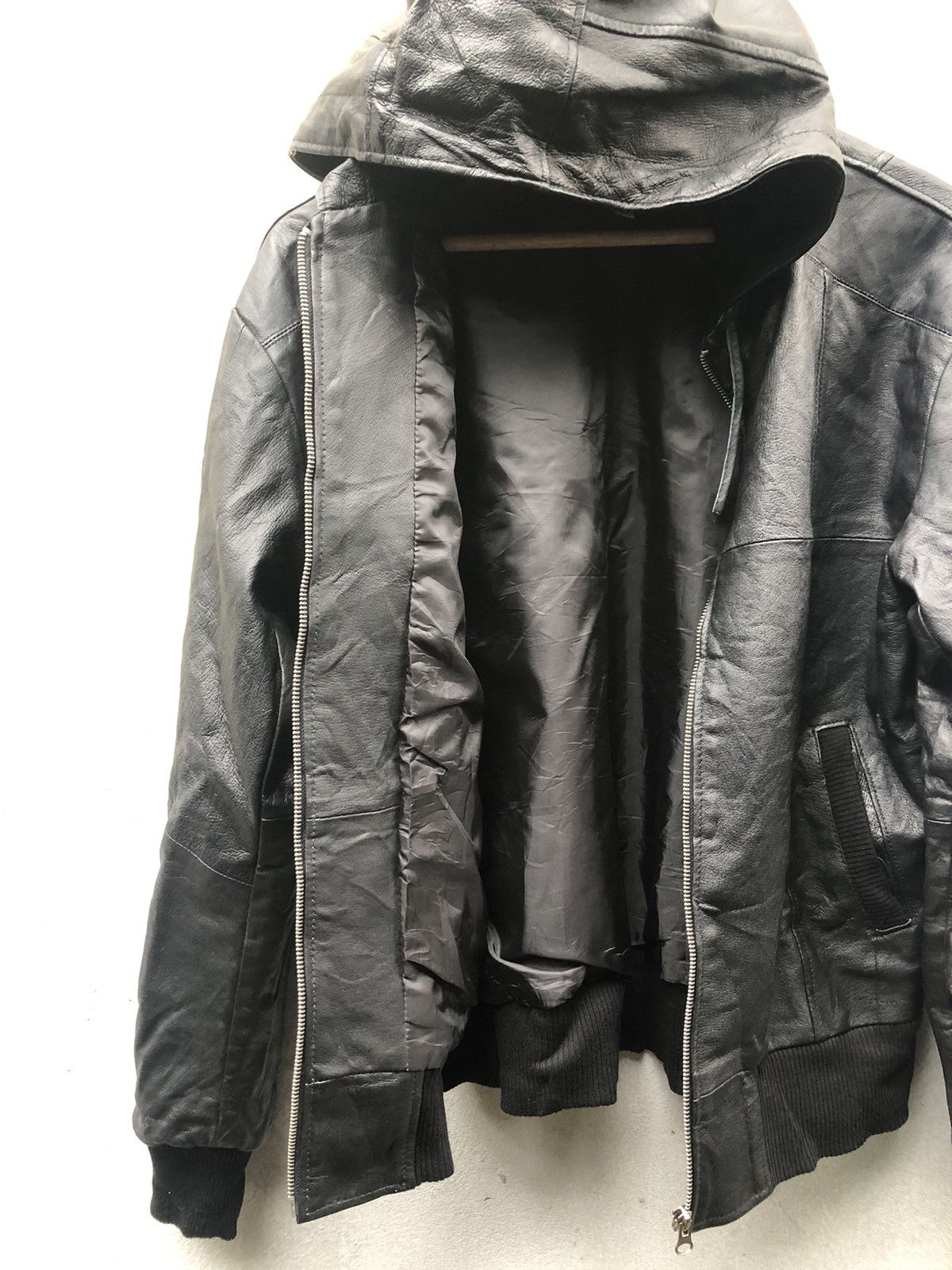 Genuine Leather Reworked Vintage Genuine Leather Hoodies Black Jackets Size US XXS / EU 40 - 3 Thumbnail