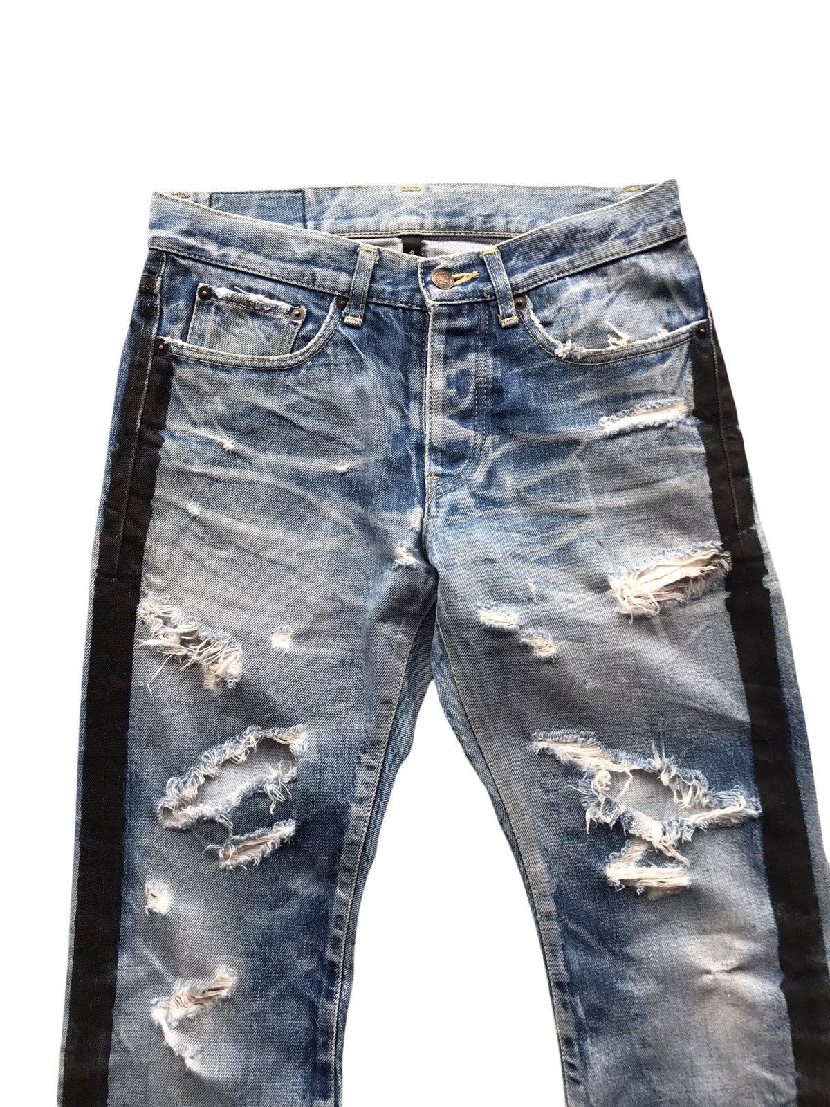 Japanese Brand GLAMB JAPAN MADE Blue Destroyed Selvedge Denim Jeans Size US 30 / EU 46 - 4 Thumbnail