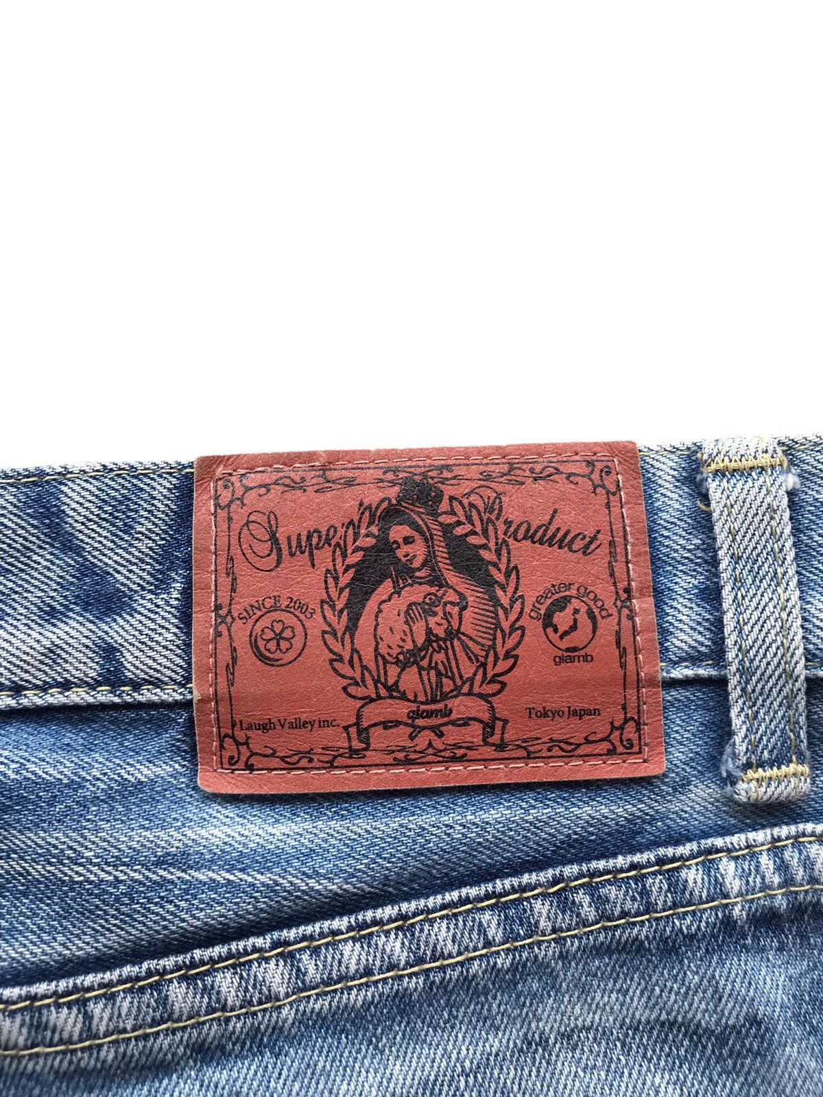 Japanese Brand GLAMB JAPAN MADE Blue Destroyed Selvedge Denim Jeans Size US 30 / EU 46 - 12 Thumbnail