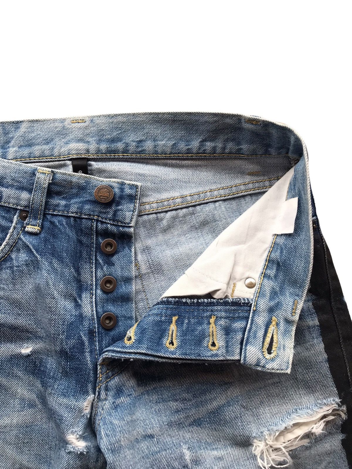 Japanese Brand GLAMB JAPAN MADE Blue Destroyed Selvedge Denim Jeans Size US 30 / EU 46 - 11 Thumbnail