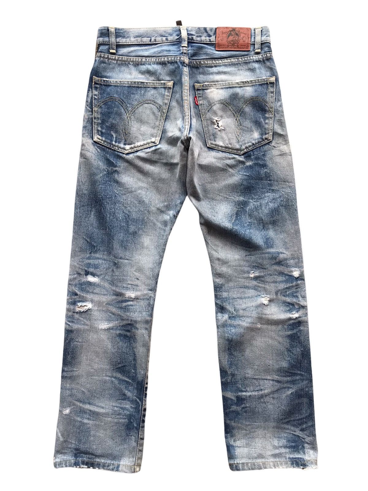 Japanese Brand GLAMB JAPAN MADE Blue Destroyed Selvedge Denim Jeans Size US 30 / EU 46 - 2 Thumbnail