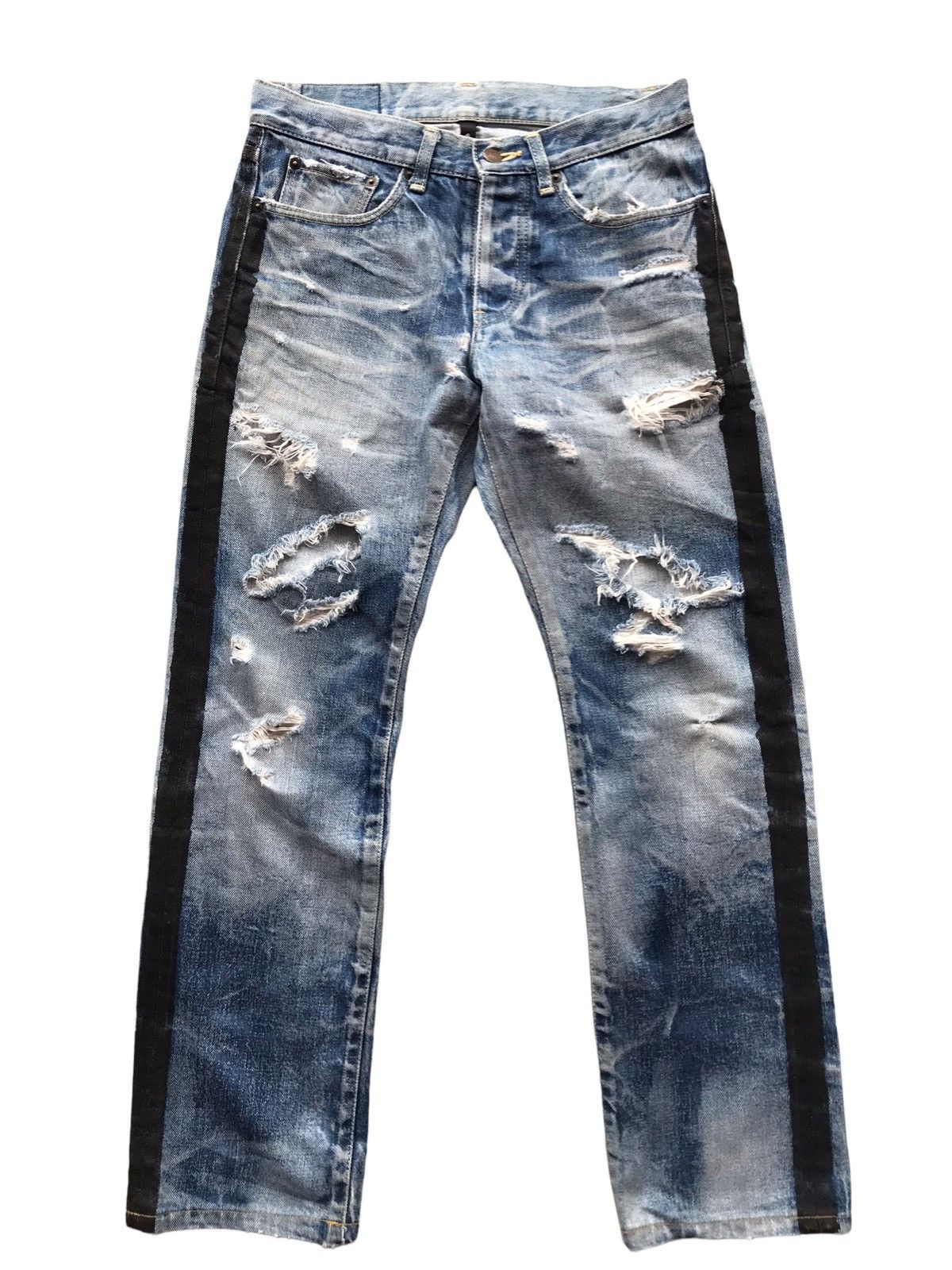 Japanese Brand GLAMB JAPAN MADE Blue Destroyed Selvedge Denim Jeans Size US 30 / EU 46 - 1 Thumbnail