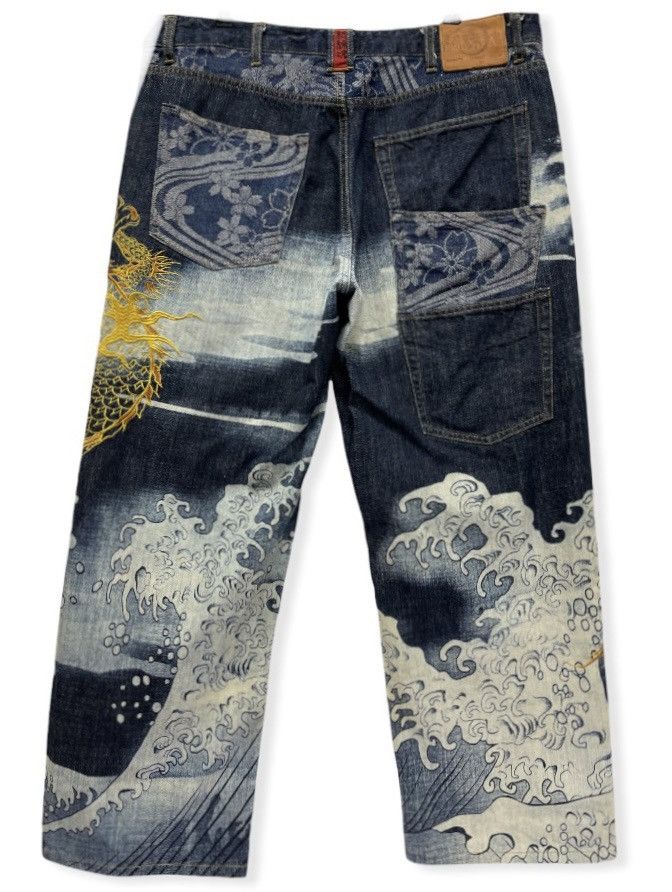 Other KARAKURI Sukajan Full Print Wave Dragon Embroidery Baggy Size US 36 / EU 52 - 4 Thumbnail