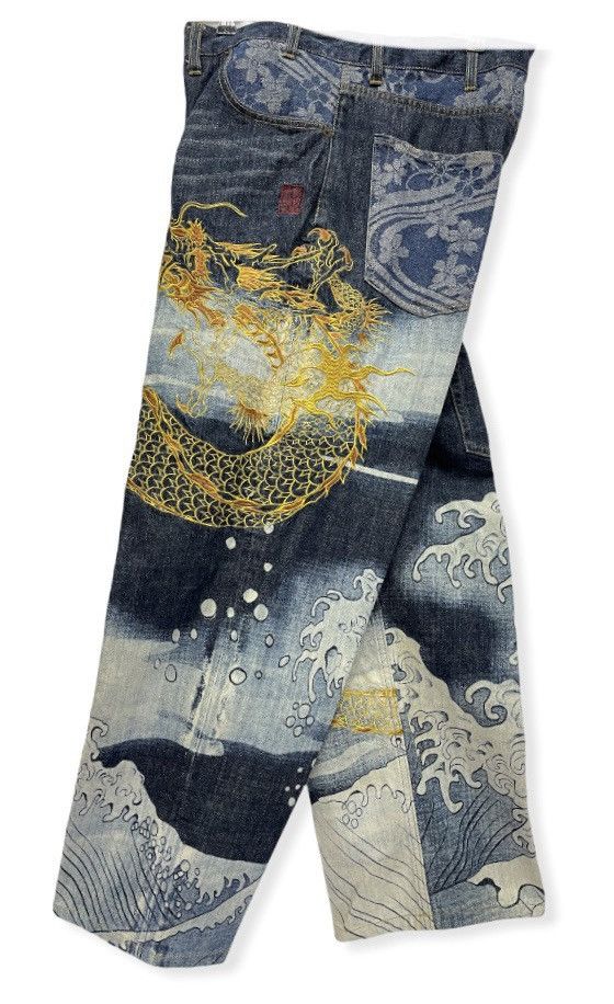 Other KARAKURI Sukajan Full Print Wave Dragon Embroidery Baggy Size US 36 / EU 52 - 3 Thumbnail