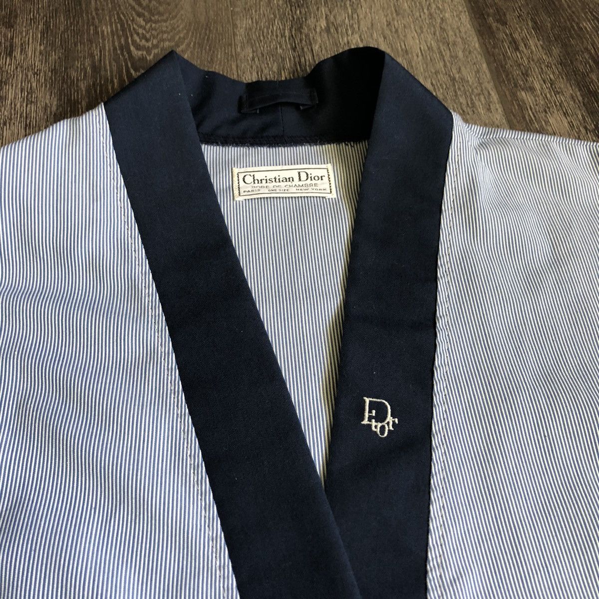 Christian Dior Monsieur Vintage 1990s Christian Dior Logo Striped Robe De Chambre Size US XL / EU 56 / 4 - 2 Thumbnail