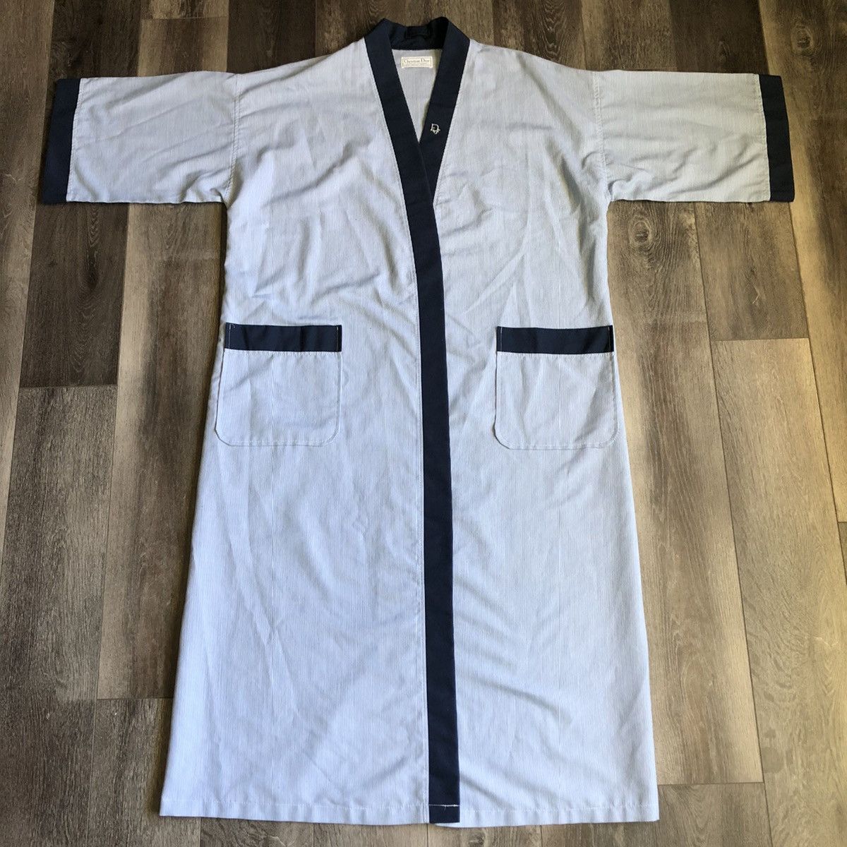 Vintage 1990s Christian Dior Logo Striped Robe De Chambre