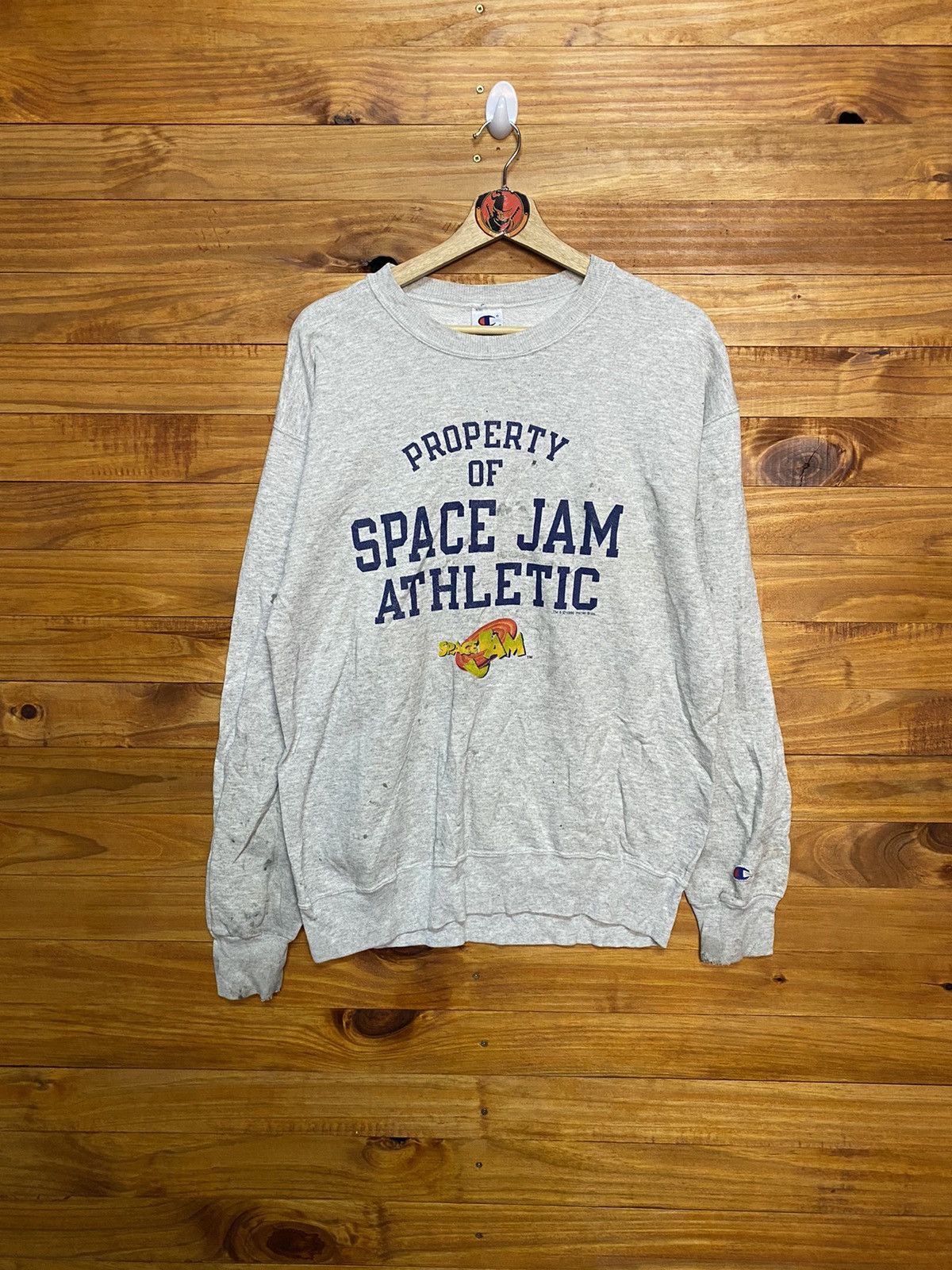 image of Vintage 90's Distressed Champion Space Jam Movie Sweatshirt, Men's (Size Medium)