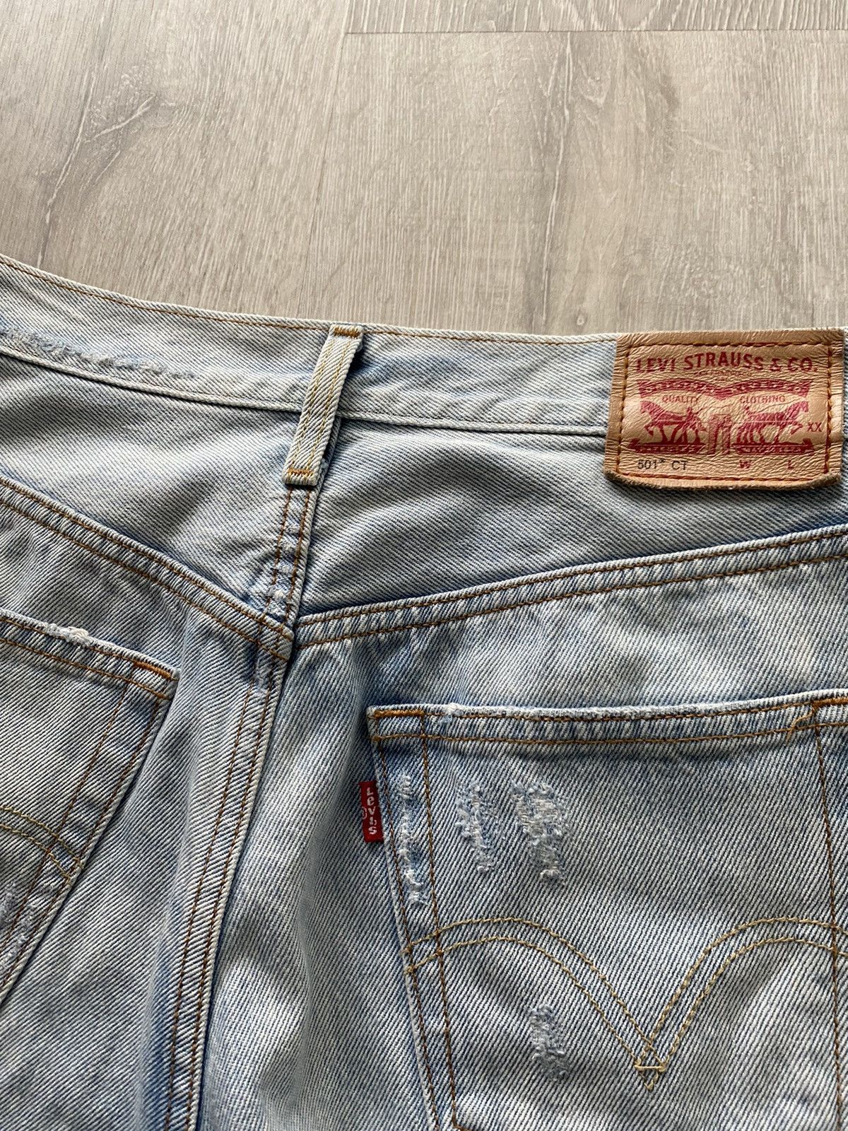 Levi's Levi’s 501 CT baby blue jeans distressed Size US 31 - 4 Thumbnail