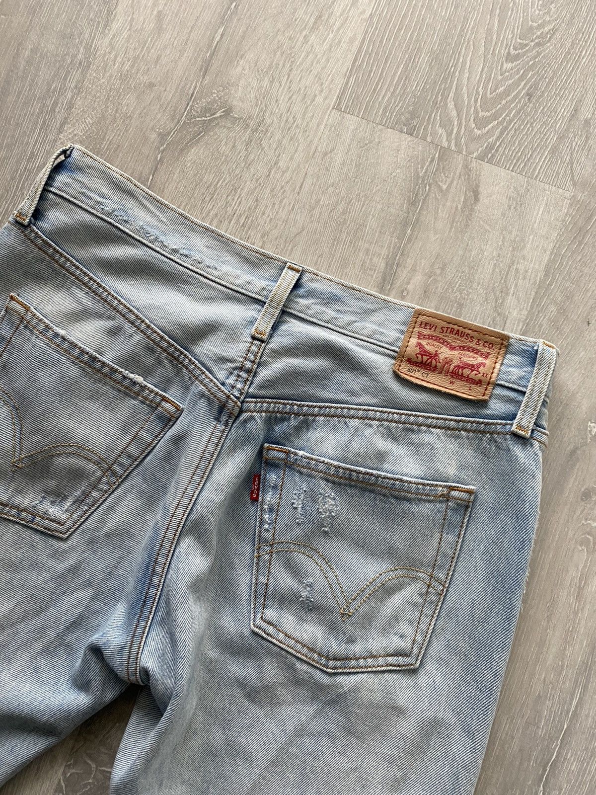 Levi's Levi’s 501 CT baby blue jeans distressed Size US 31 - 1 Thumbnail