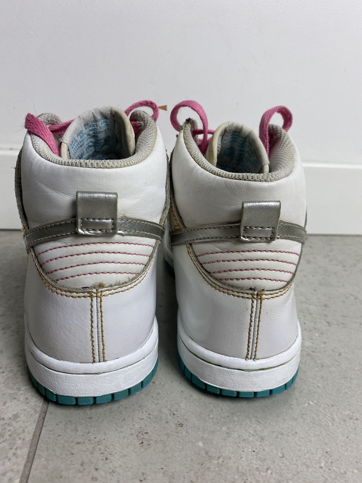Nike × Vintage Rare! Vintage Nike High GS white metallic silver pink 3.5 US Size US 5 / EU 37 - 6 Thumbnail