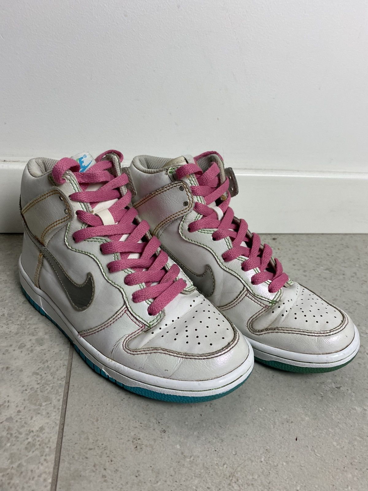Nike × Vintage Rare! Vintage Nike High GS white metallic silver pink 3.5 US Size US 5 / EU 37 - 3 Thumbnail