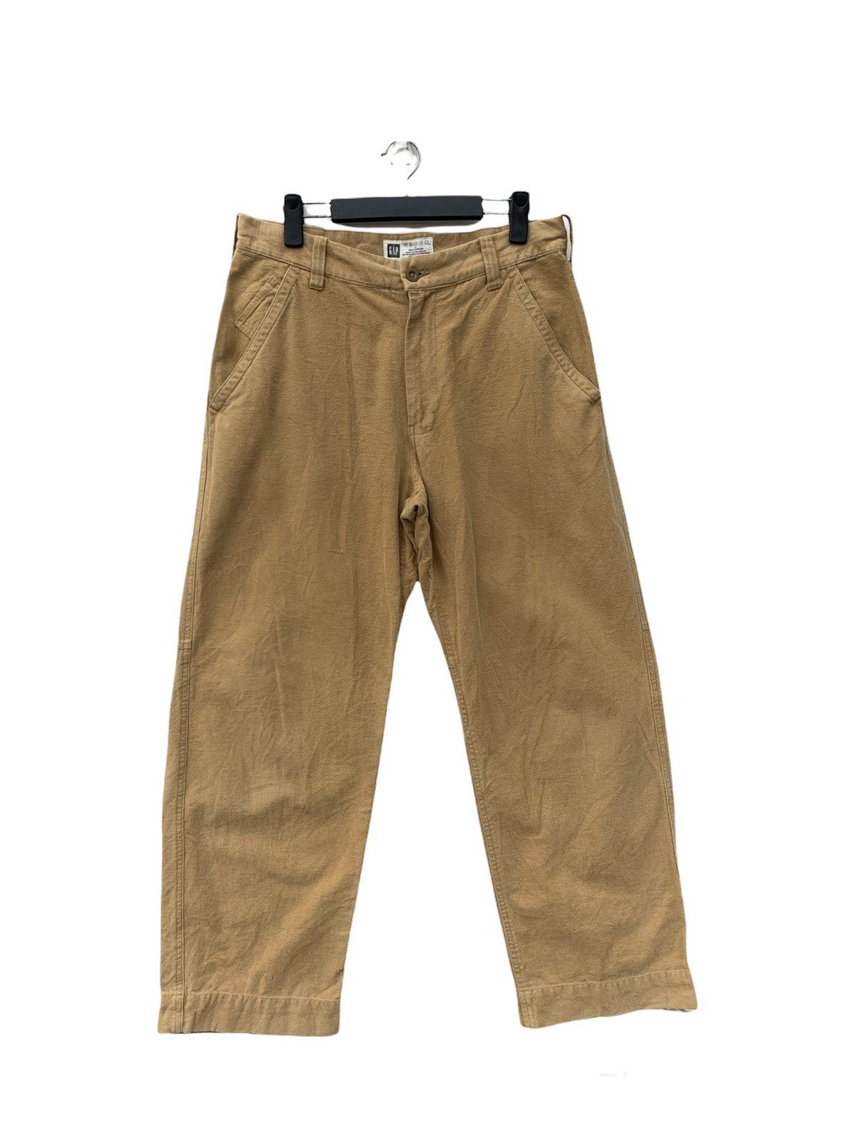 Gap Brushed Flannel Field Officer Pants Khaki Thick Cotton Size US 33 - 2 Thumbnail