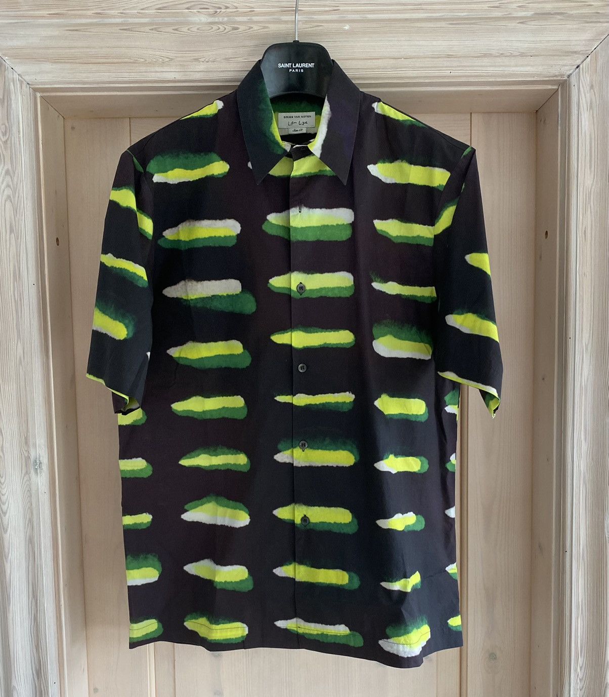 image of Dries Van Noten Len Lye Short Sleeve Shirt in Black, Men's (Size Large)