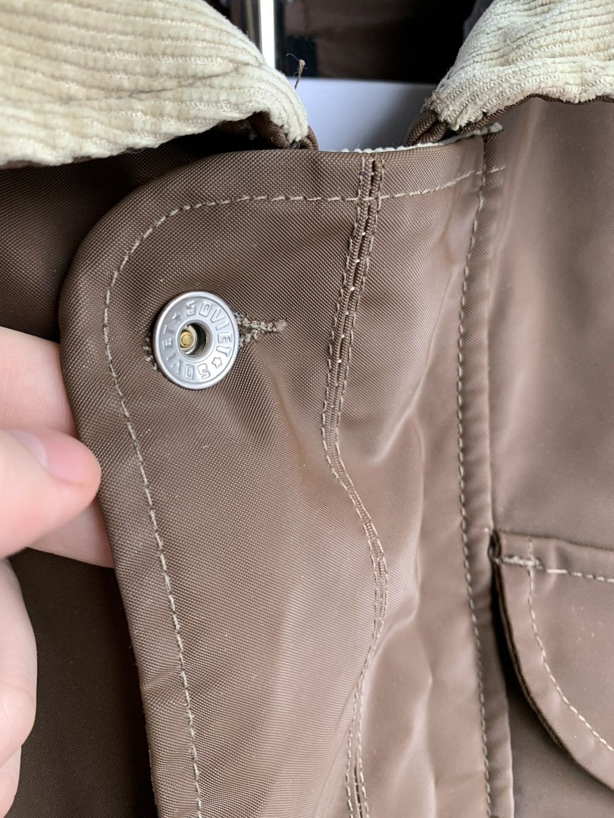 Vintage Vintage Soviet USSR style Waxed Brown Jacket Size US L / EU 52-54 / 3 - 7 Thumbnail