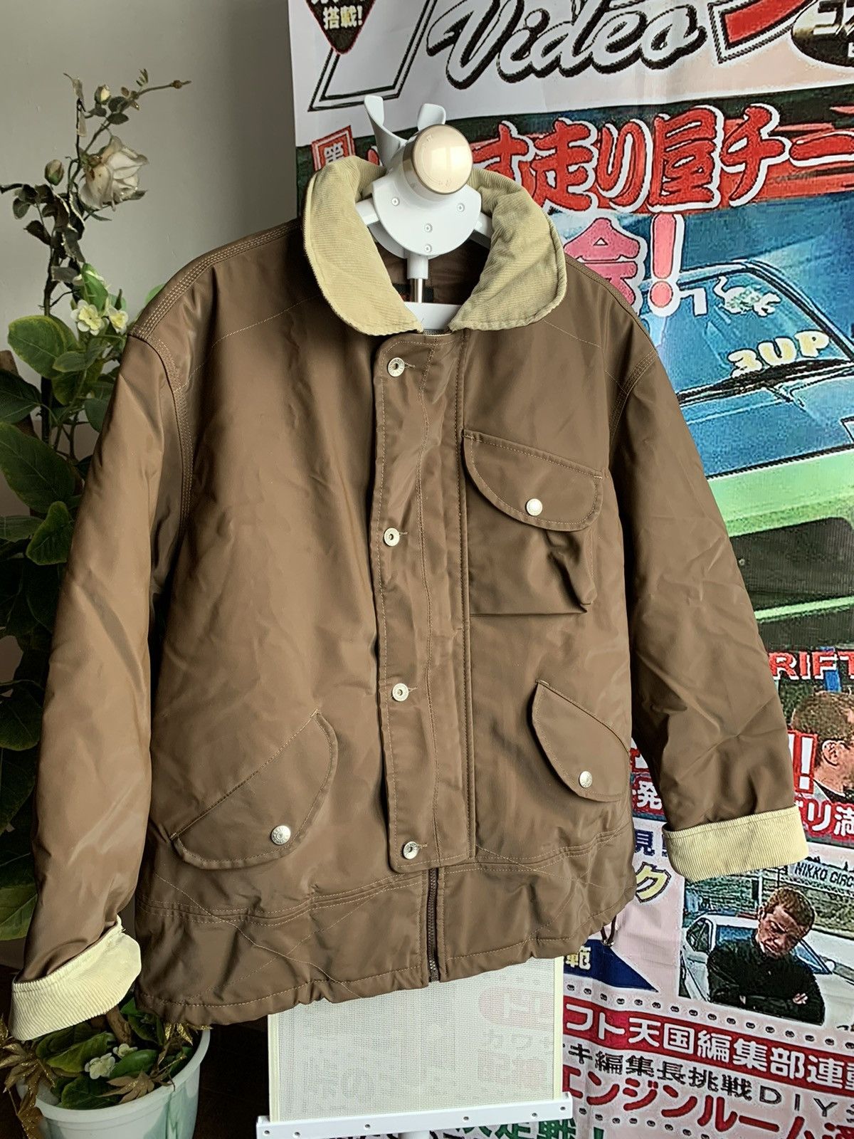 Vintage Vintage Soviet USSR style Waxed Brown Jacket Size US L / EU 52-54 / 3 - 6 Thumbnail