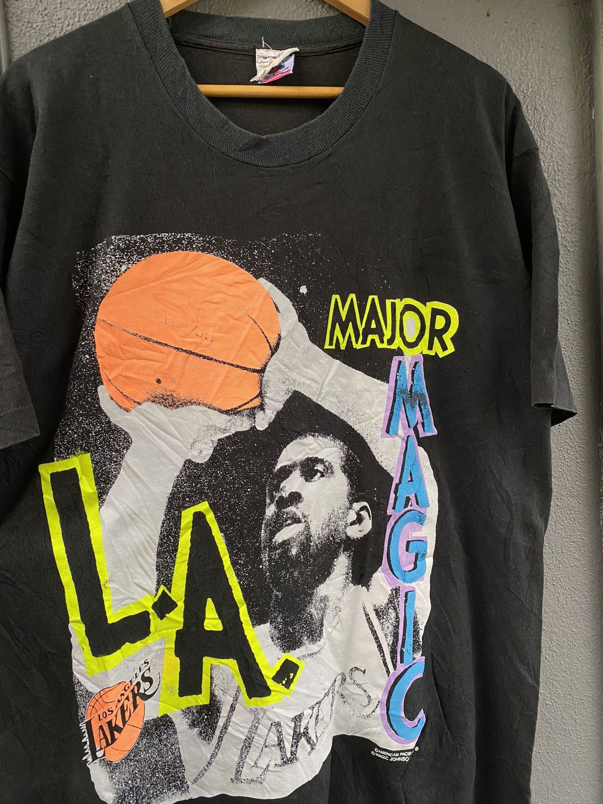 NBA × Rap Tees × Vintage Vintage Magic Johnson Major LA Lakers Raptees sz Large Size US L / EU 52-54 / 3 - 2 Thumbnail